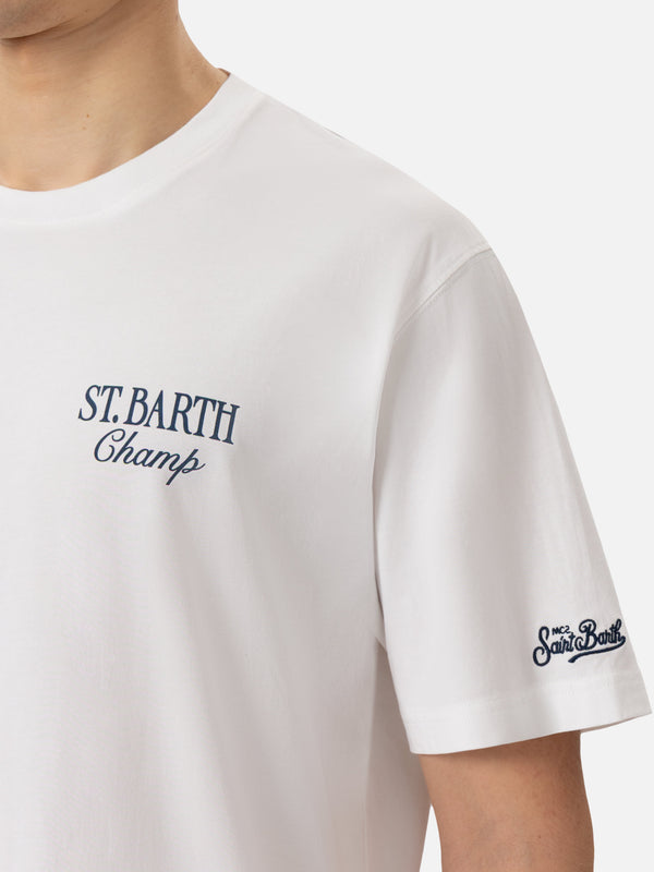 Cotton T-shirt with St. Barth tennis print