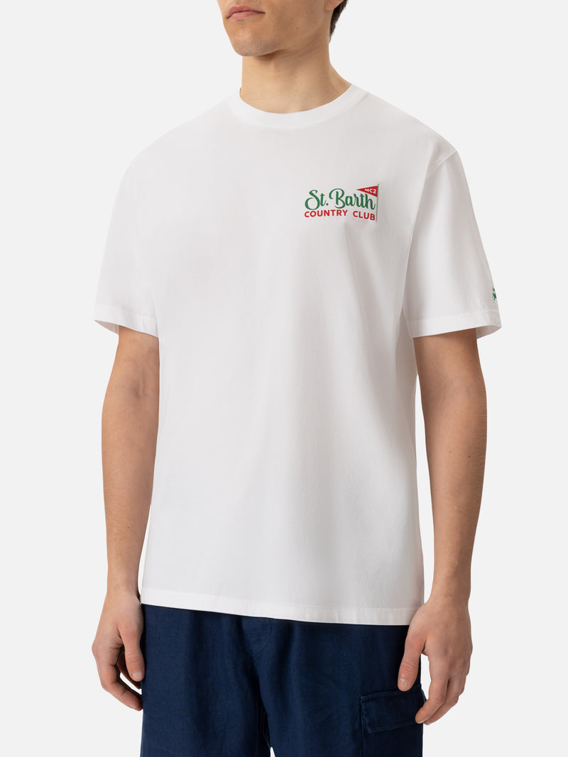 Cotton T-shirt with St. Barth country club print