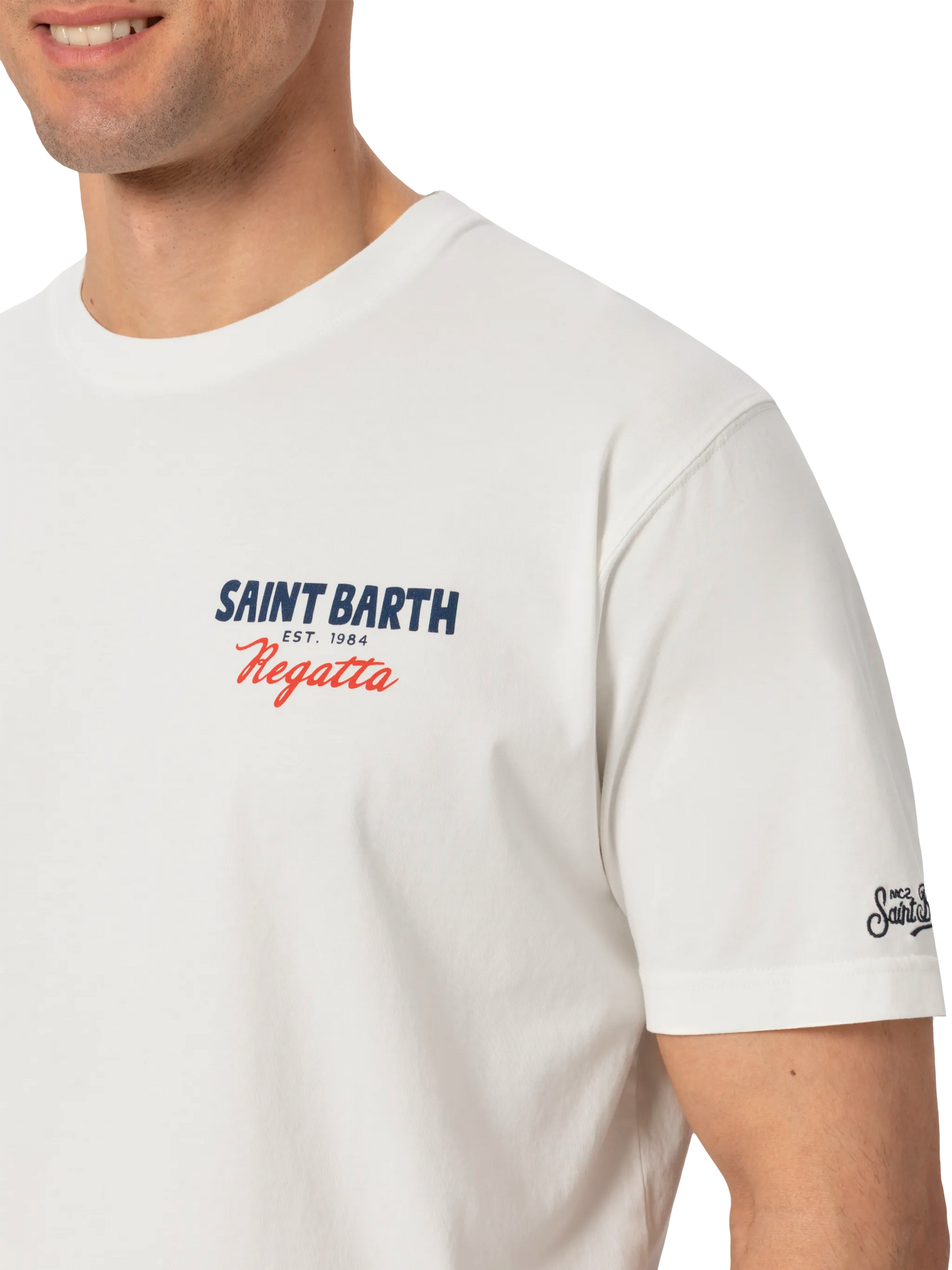 T-Shirt aus Bio-Baumwolle mit Saint Barth Regatta-Print