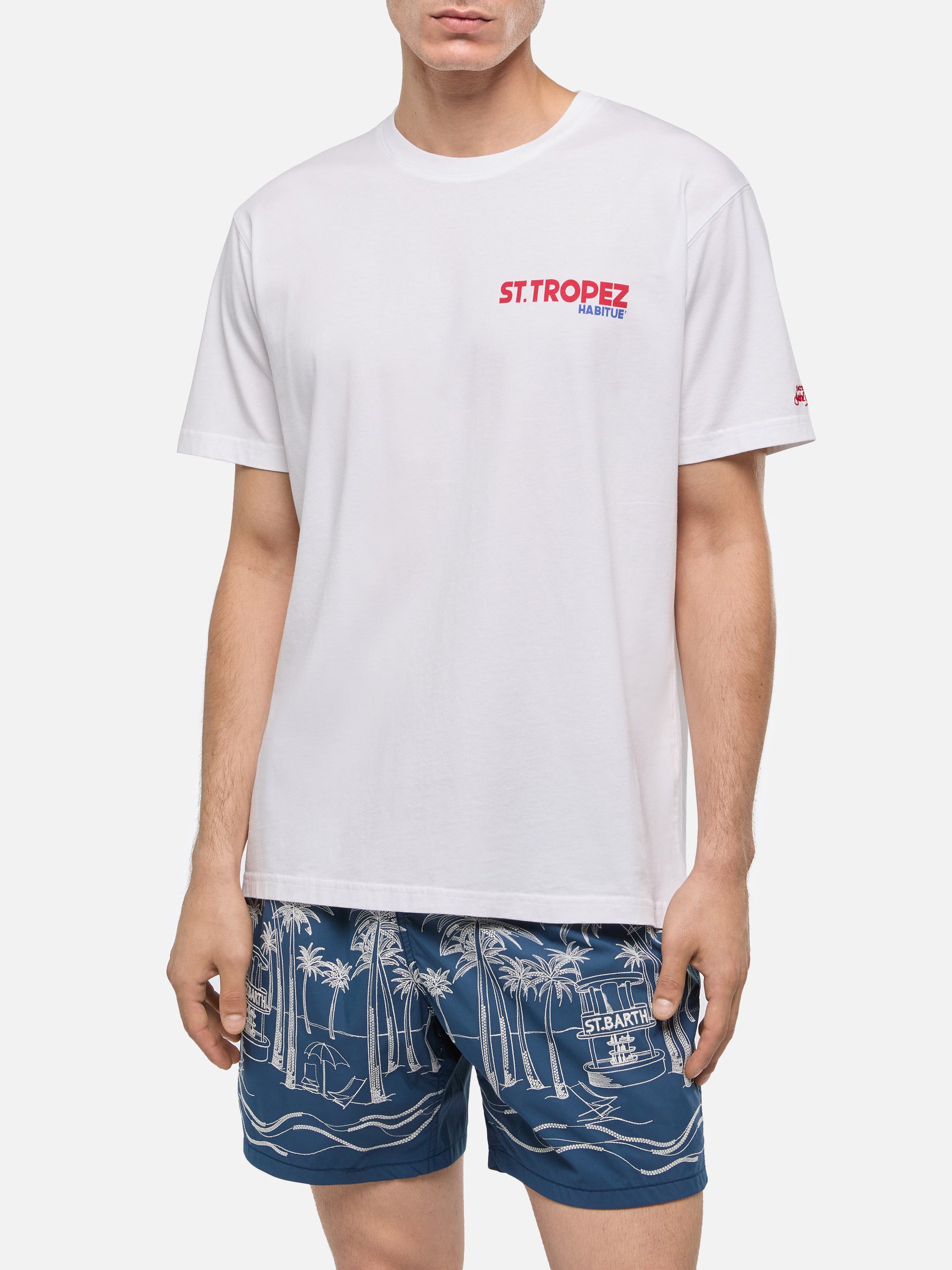 Cotton T-shirt with St. Tropez postcard print - MC2 Saint Barth