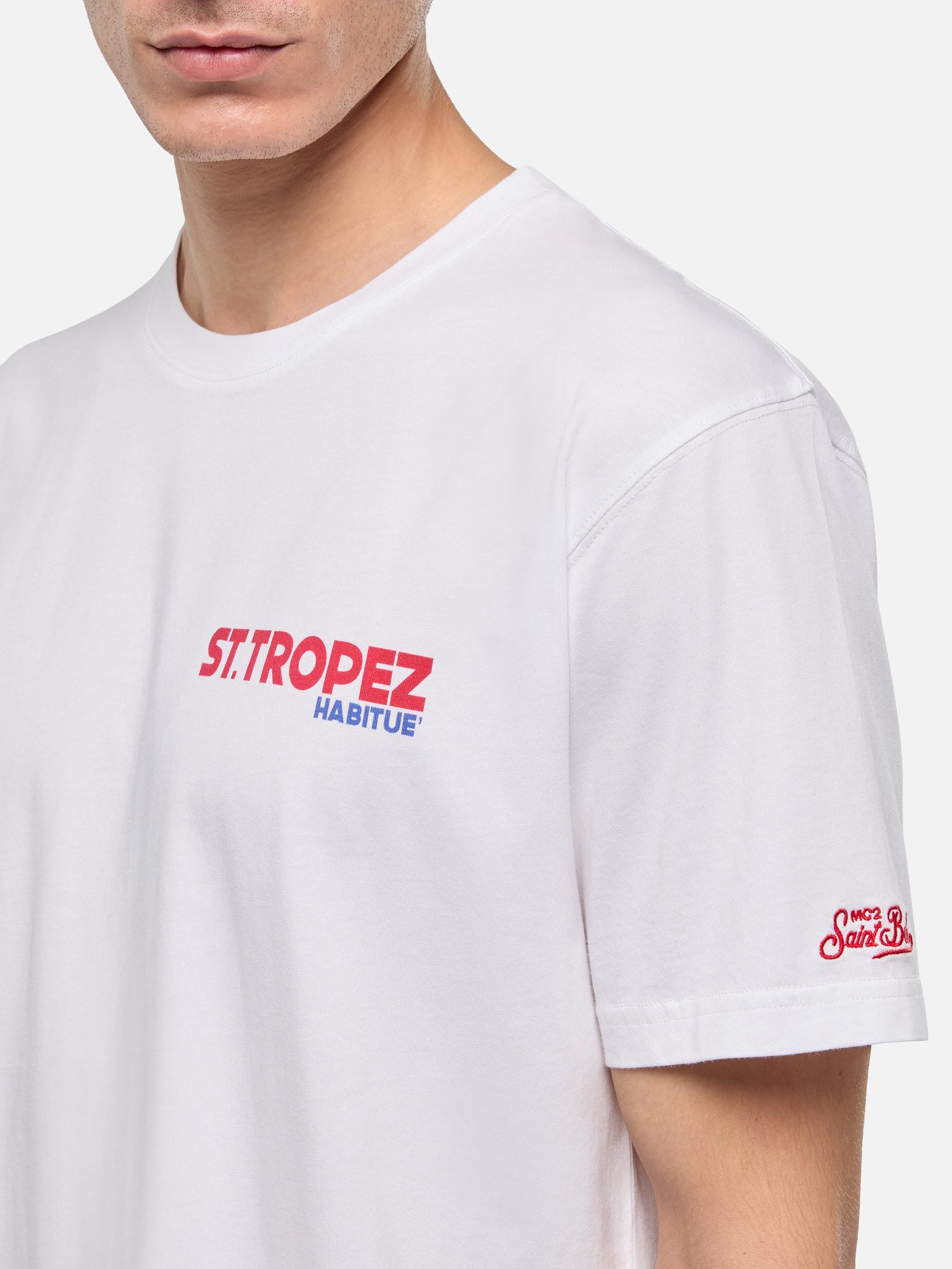 Cotton T-shirt with St. Tropez postcard print - MC2 Saint Barth