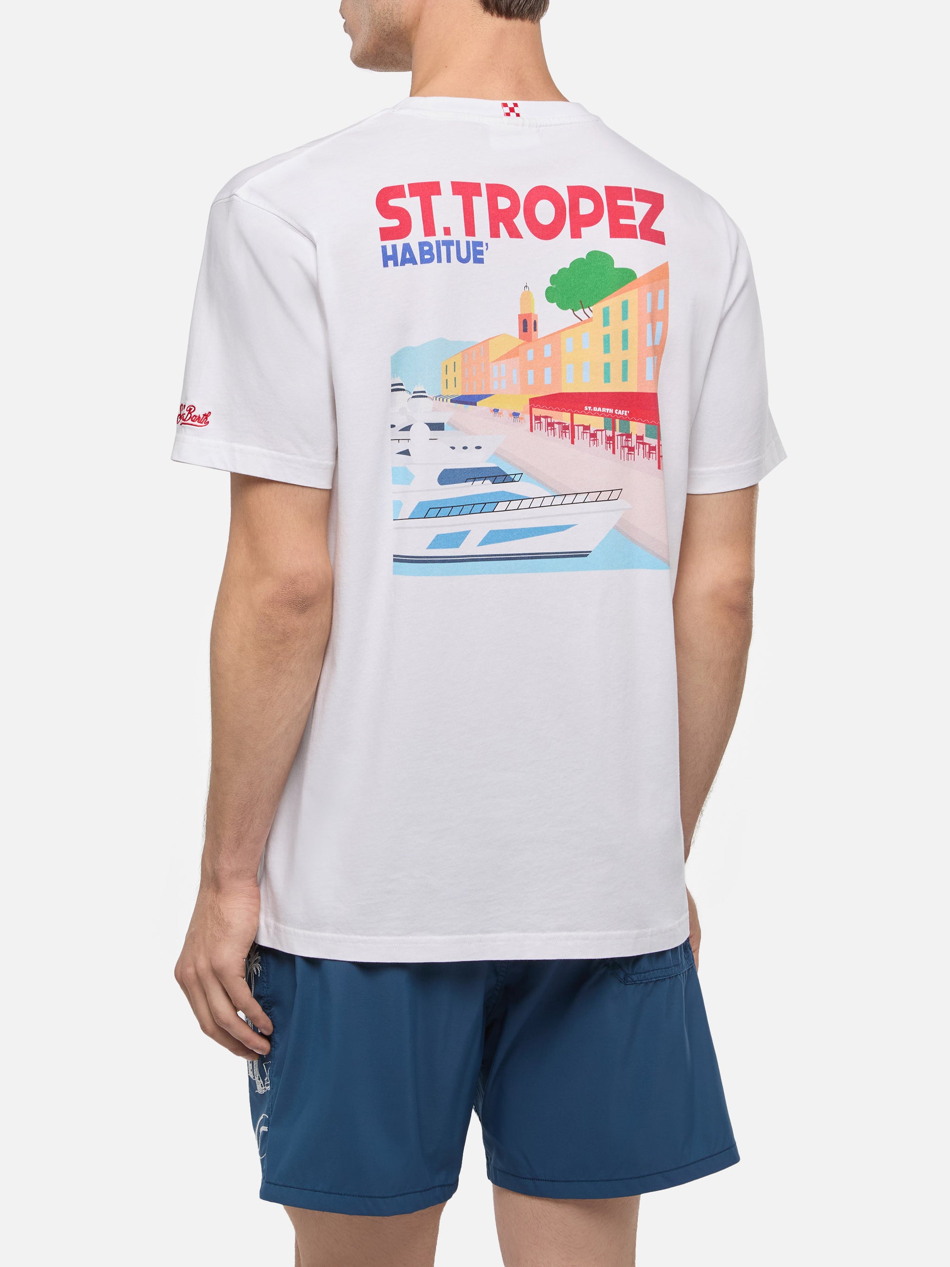 Cotton T-shirt with St. Tropez postcard print - MC2 Saint Barth
