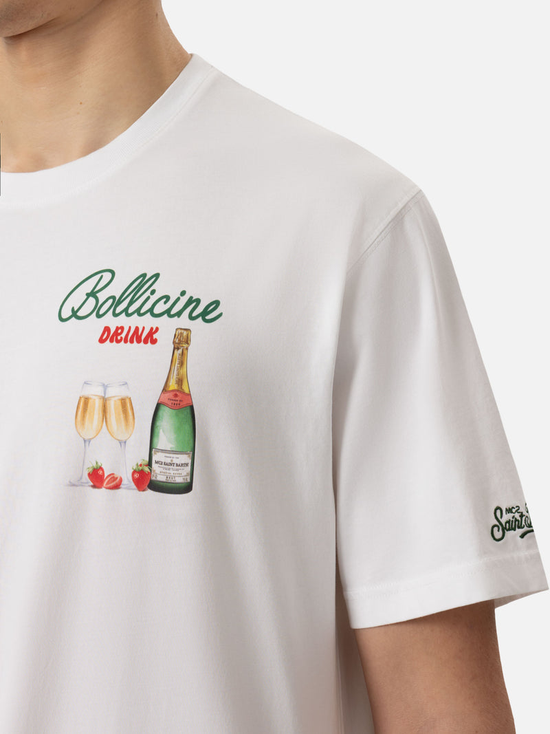 Cotton T-shirt with Bollicine drink print