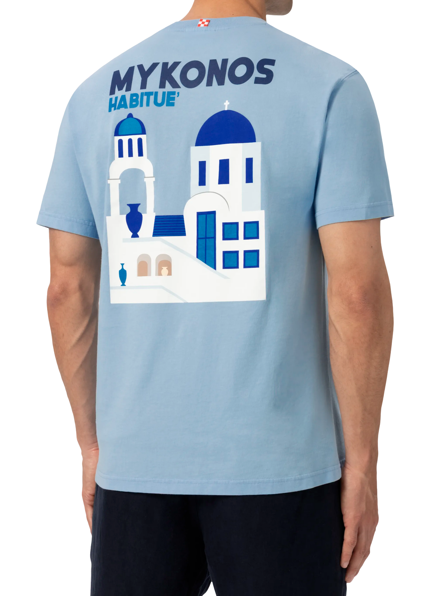 Cotton T-shirt with Mykonos postcard print