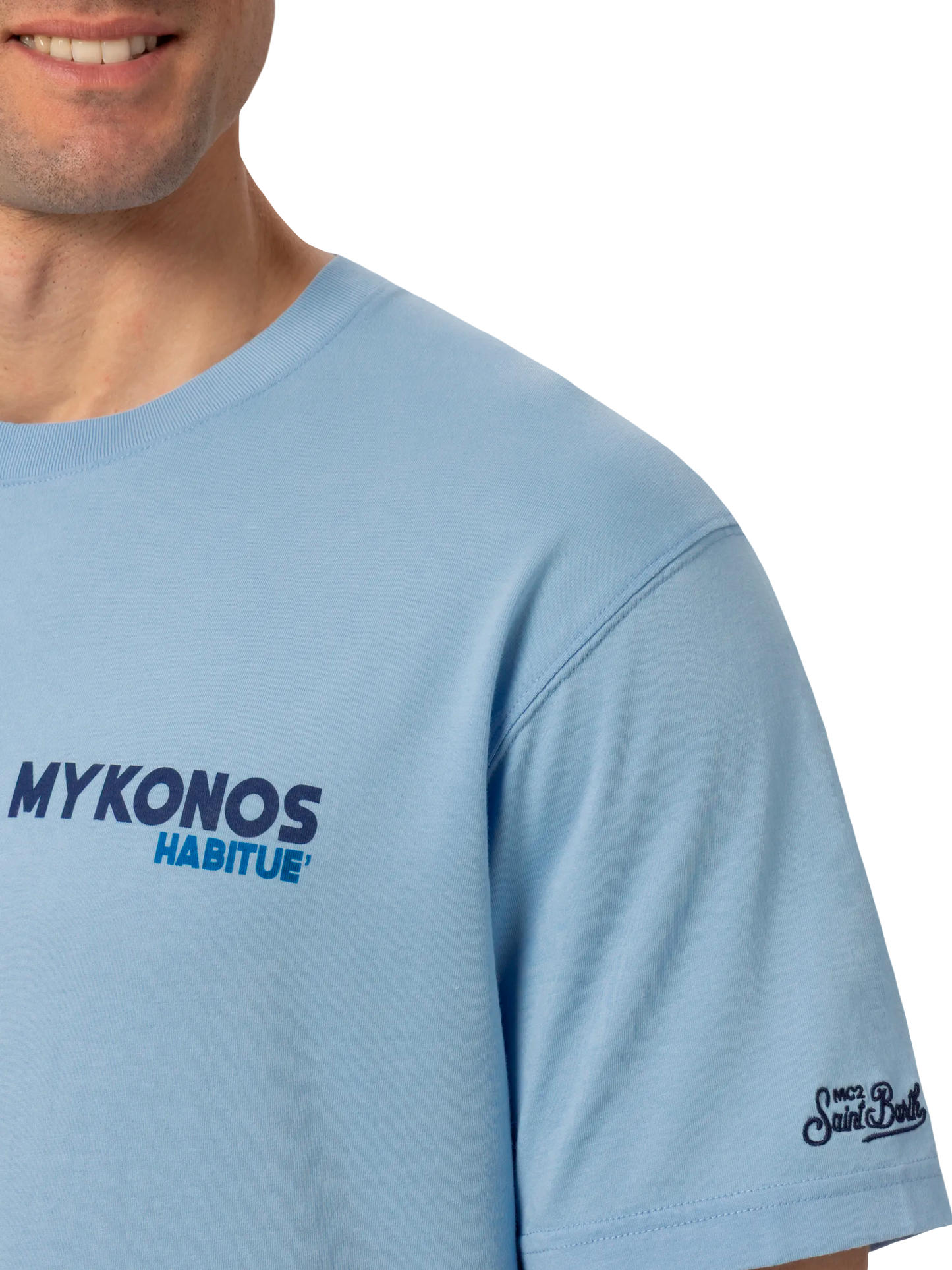 Cotton T-shirt with Mykonos postcard print