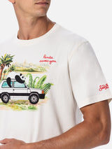 Man cotton t-shirt with panda on Panda print and embroidery | FIAT PANDA SPECIAL EDITION