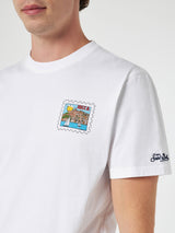 Man cotton t-shirt with Ibiza postcard front and back print | ALESSANDRO ENRIQUEZ SPECIAL EDITION