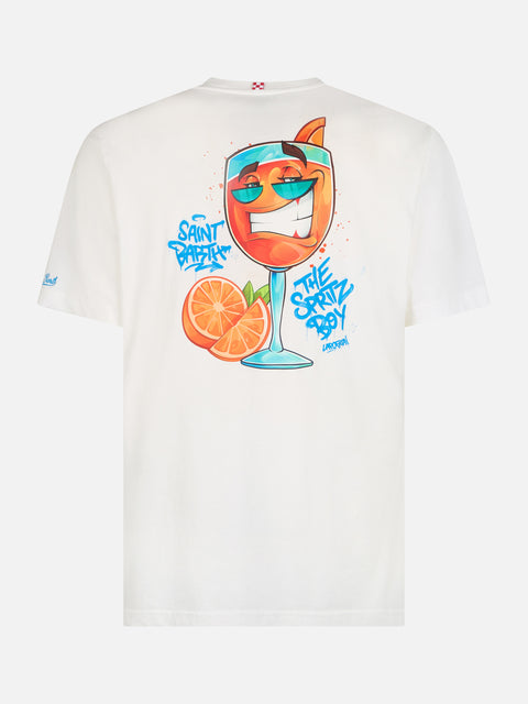 Man cotton t-shirt with Cryptopuppets Spritz front and back placed print | CRYPTOPUPPETS SPECIAL EDITION - MC2 Saint Barth