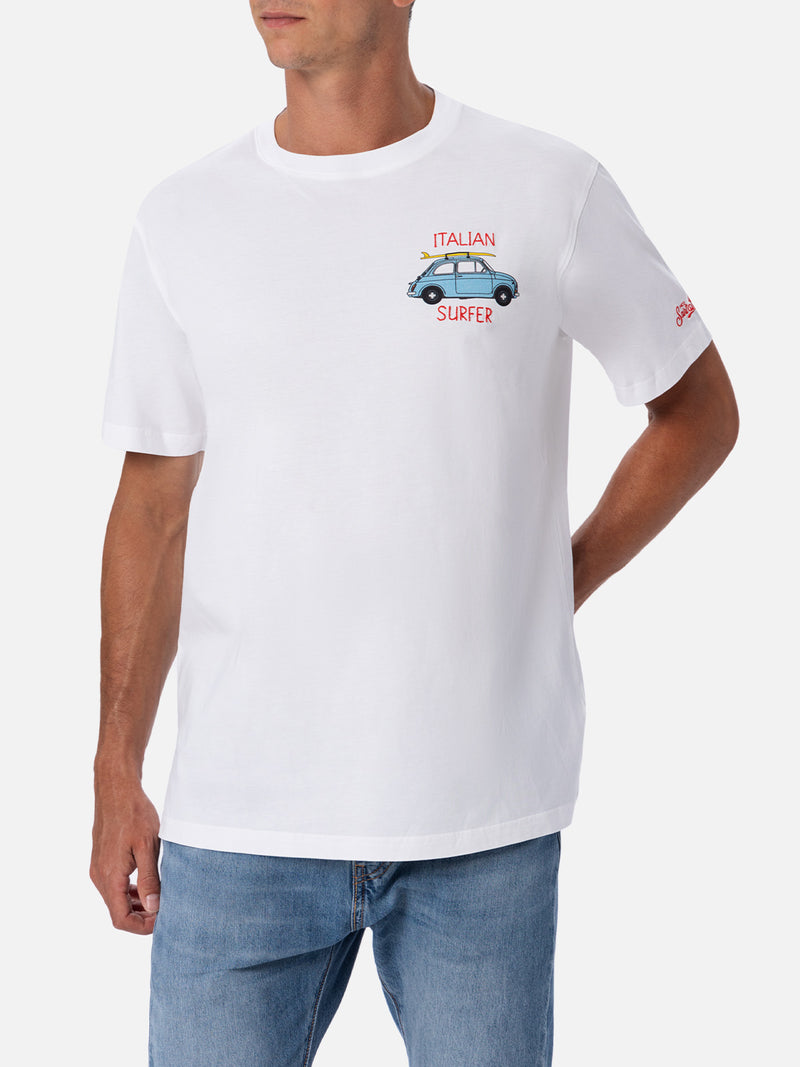 Herren-T-Shirt aus Baumwolle mit platziertem Fiat 500-Aufdruck und Stickerei | FIAT 500 SONDEREDITION