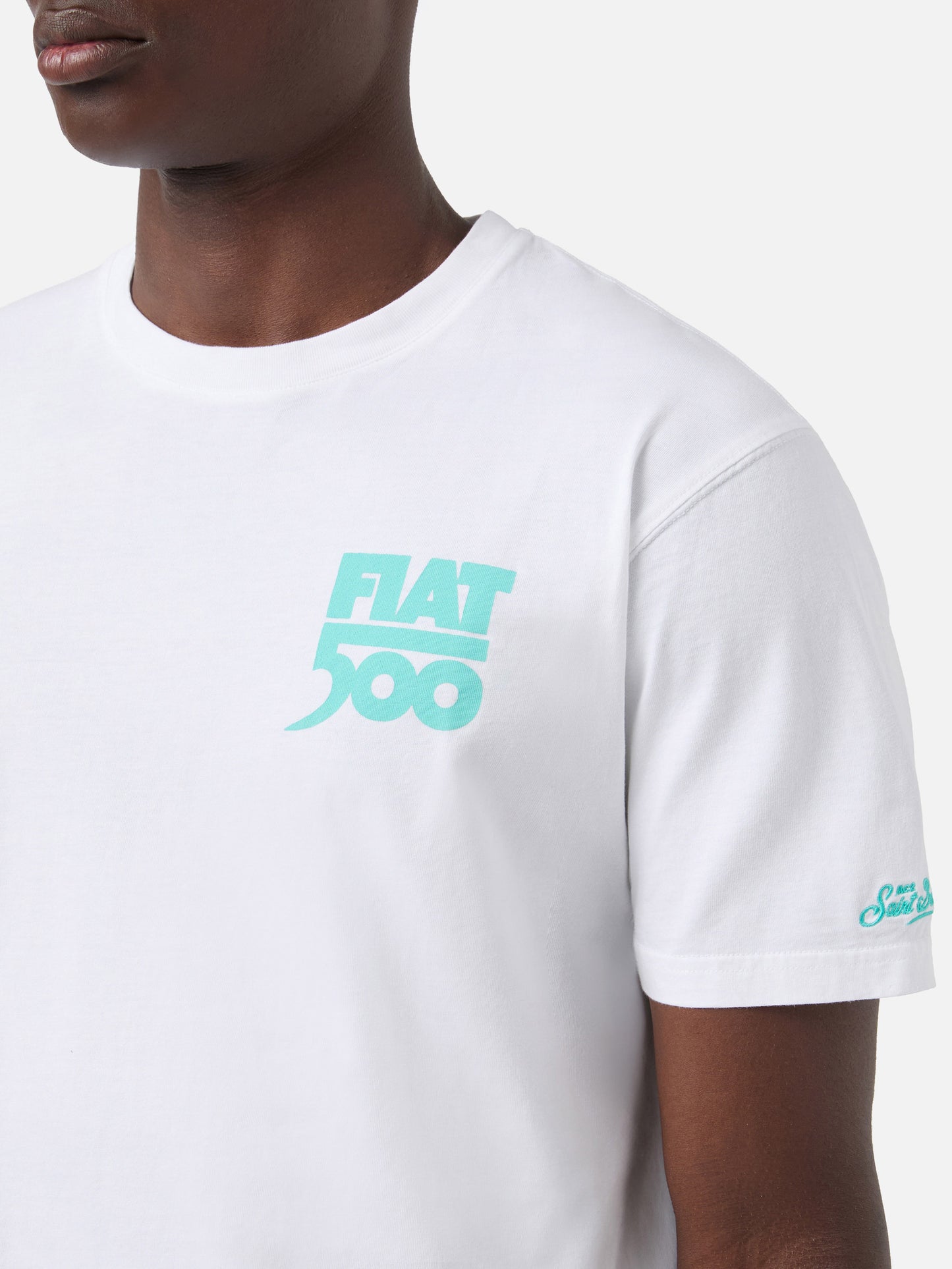 T-shirt Fiat 500 Spiaggina con stampa fronte e retro bianco | Special Edition