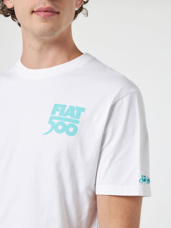 Herren-T-Shirt aus Baumwolle mit platziertem Spiaggina-Aufdruck auf Vorder- und Rückseite | FIAT 500 SONDEREDITION