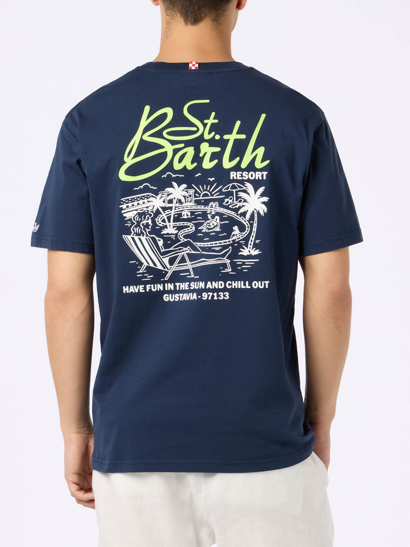 T-shirt da uomo in cotone con stampa piazzata St. Barth Resort