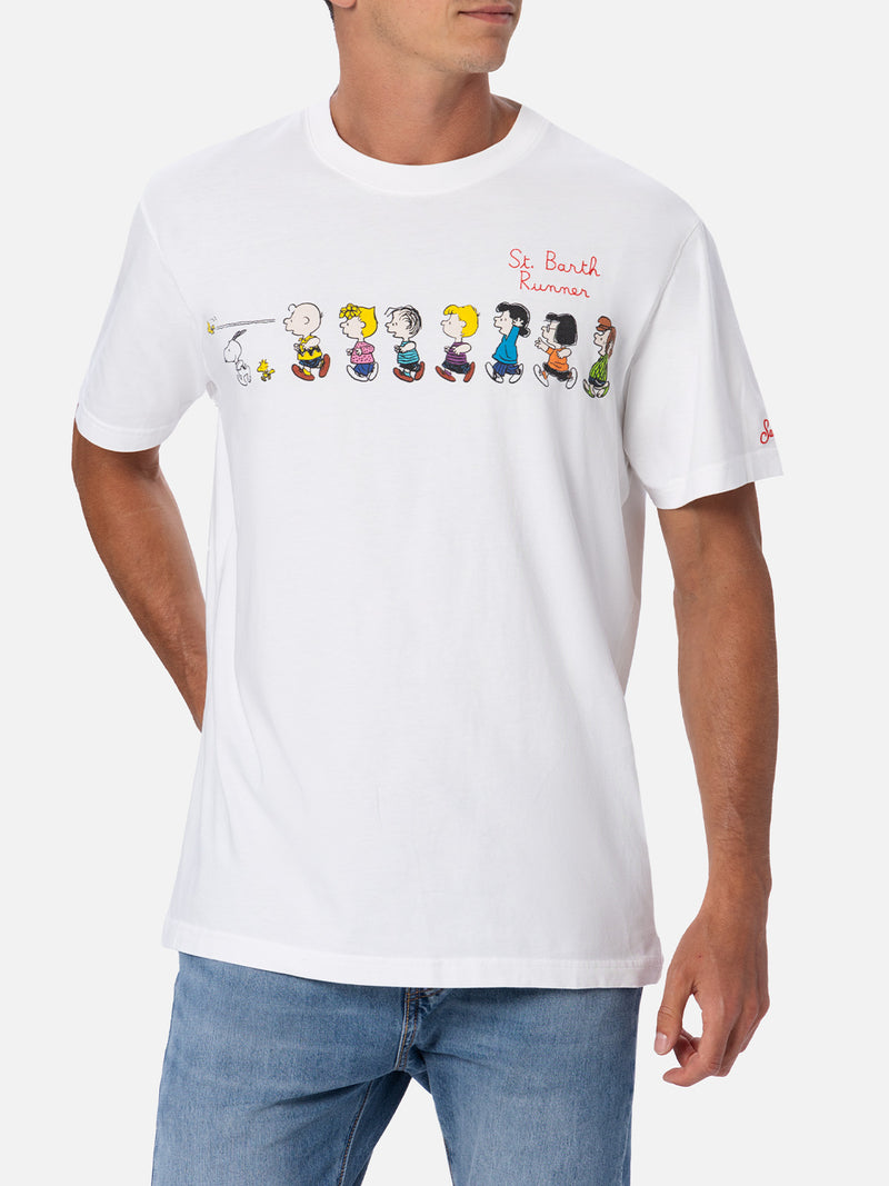 Herren-T-Shirt aus Baumwolle mit Peanuts-Aufdruck und Stickerei| SNOOPY PEANUTS™ SONDEREDITION