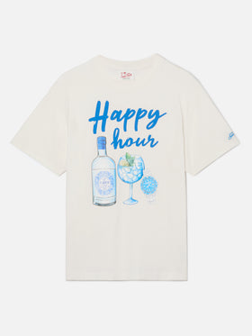 T-shirt con stampa Happy Hour beige