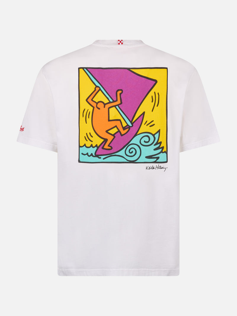 T-shirt da uomo in cotone con stampa fronte e retro del disegno Keith Haring | KEITH HARING EDIZIONE SPECIALE