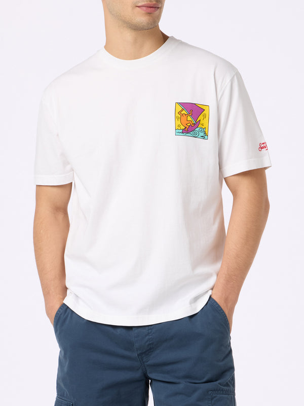 T-shirt da uomo in cotone con stampa fronte e retro del disegno Keith Haring | KEITH HARING EDIZIONE SPECIALE