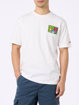 T-shirt da uomo in cotone con stampa fronte e retro del disegno Keith Haring | KEITH HARING EDIZIONE SPECIALE