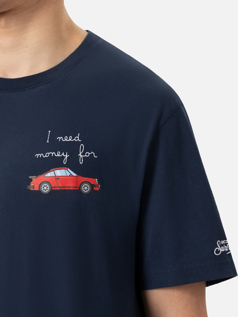 Cotton T-shirt with I need money for… embroidery