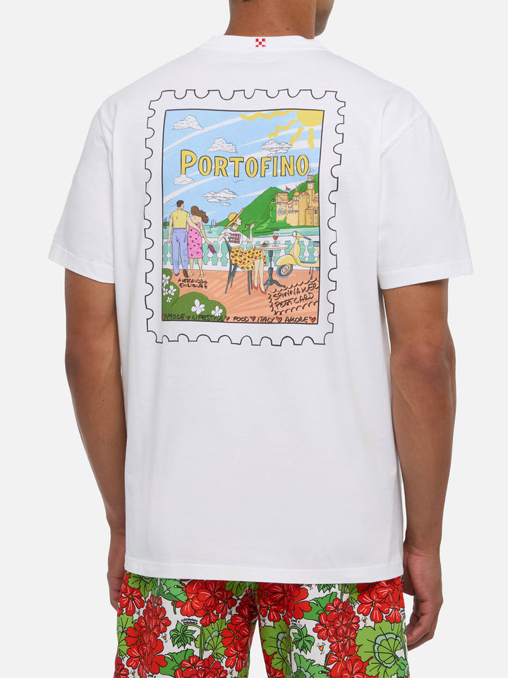 T-shirt Man in cotone con stampa cartolina Portofino | ALESSANDRO ENRIQUEZ SPECIAL EDITION