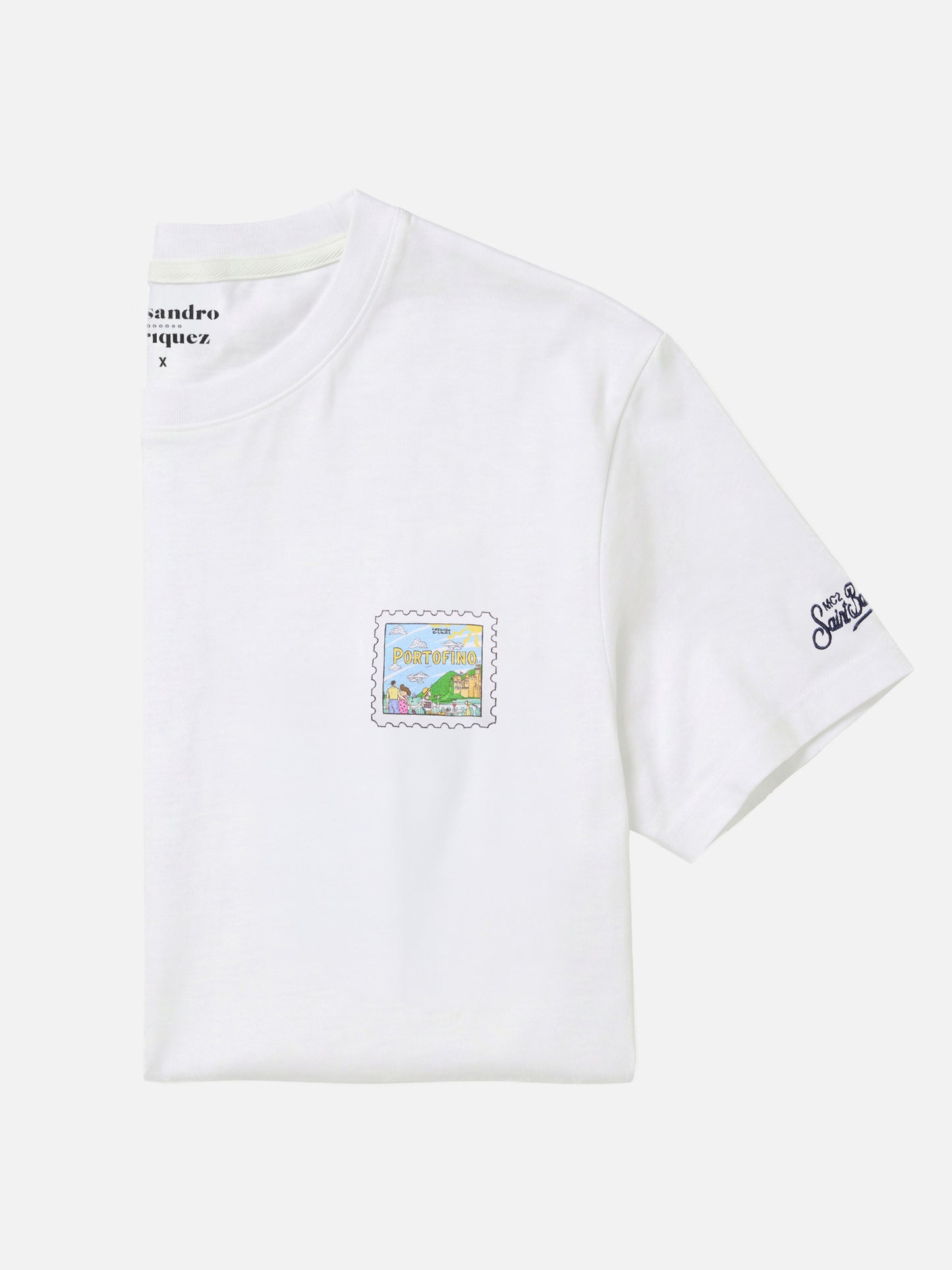 T-Shirt aus Baumwolle mit Portofino-Postkartenprint |ALESSANDRO ENRIQUEZ SPECIAL EDITION 