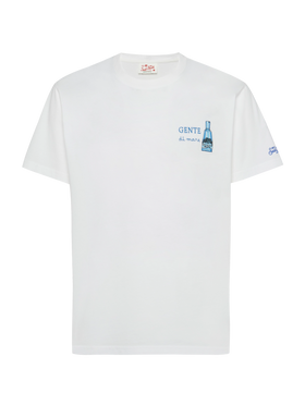 Cotton T-shirt with Gente di Mare print and embroidery |GIN MARE SPECIAL EDITION