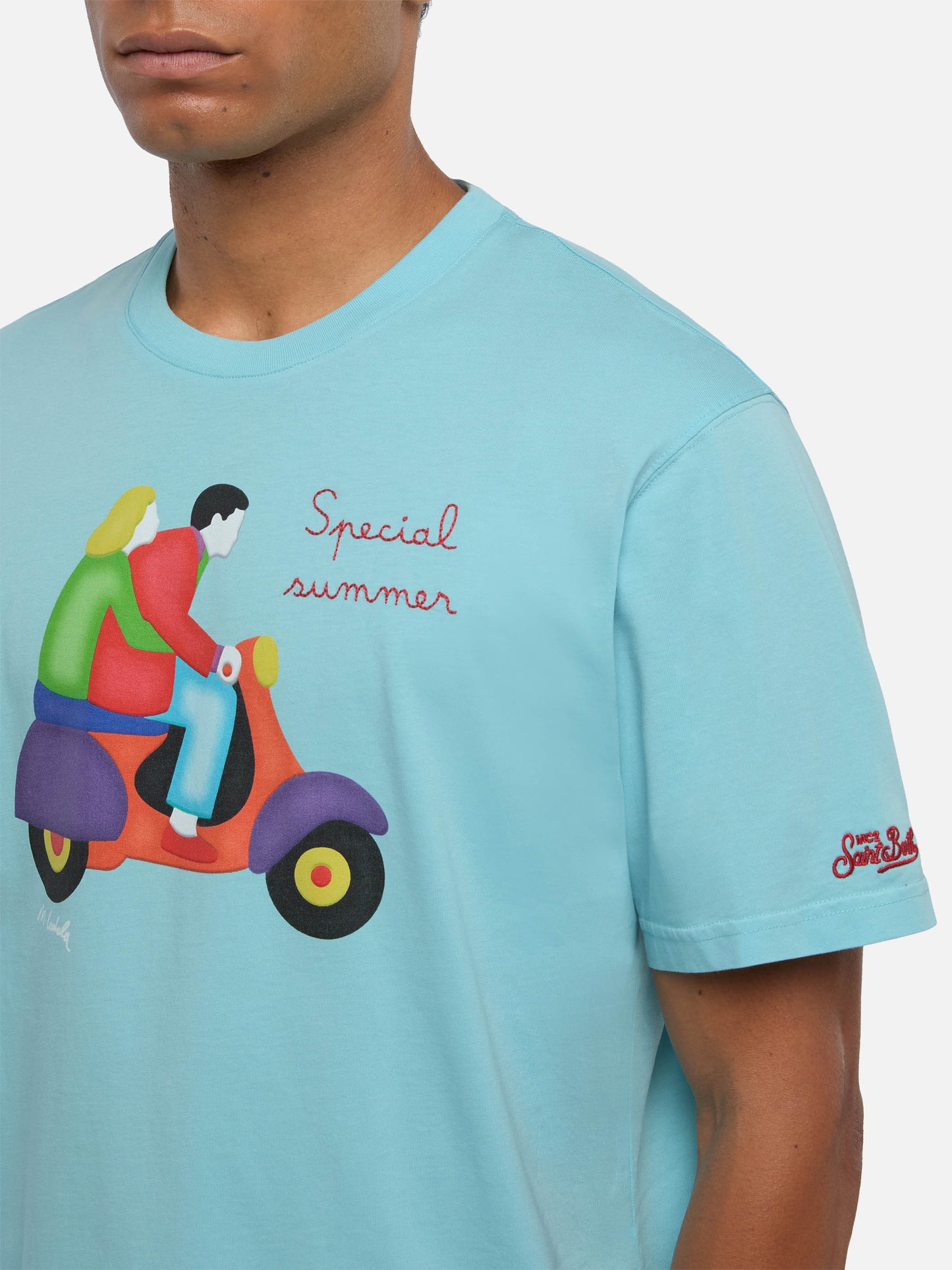 T-shirt Man in cotone con stampa scooter Lodola | MARCO LODOLA SPECIAL EDITION
