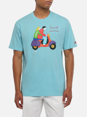 T-shirt Man in cotone con stampa scooter Lodola | MARCO LODOLA SPECIAL EDITION