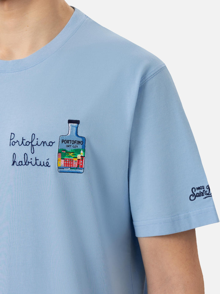 Cotton T-shirt with Portofino habituè embroidery |PORTOFINO DRY GIN SPECIAL EDITION - MC2 Saint Barth