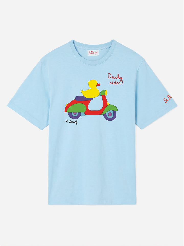 Light blue Man t-shirt with duck scooter print | Special Edition
