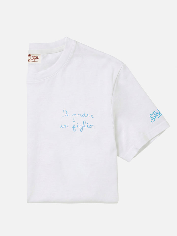 T-Shirt aus Baumwolle mit Di Padre in Figlio-Stickerei | Special Edition 