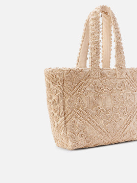 Borsa Tufting in cotone con ricamo in rilievo