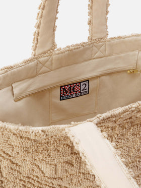 Borsa Tufting in cotone con ricamo in rilievo