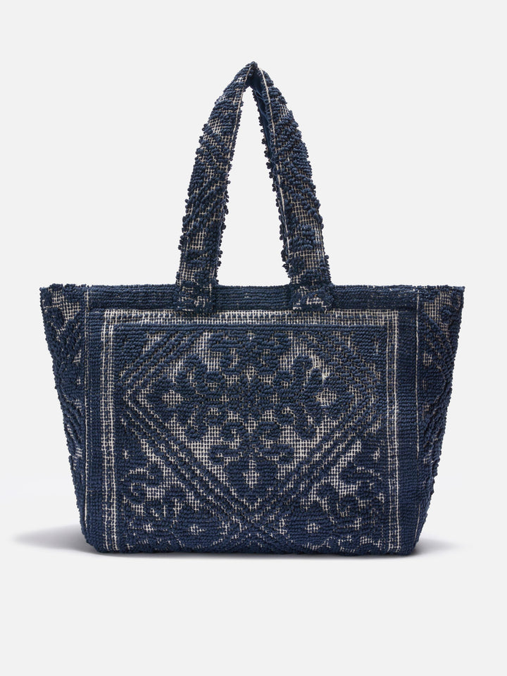Tufting Cotton Tote Bag blu navy