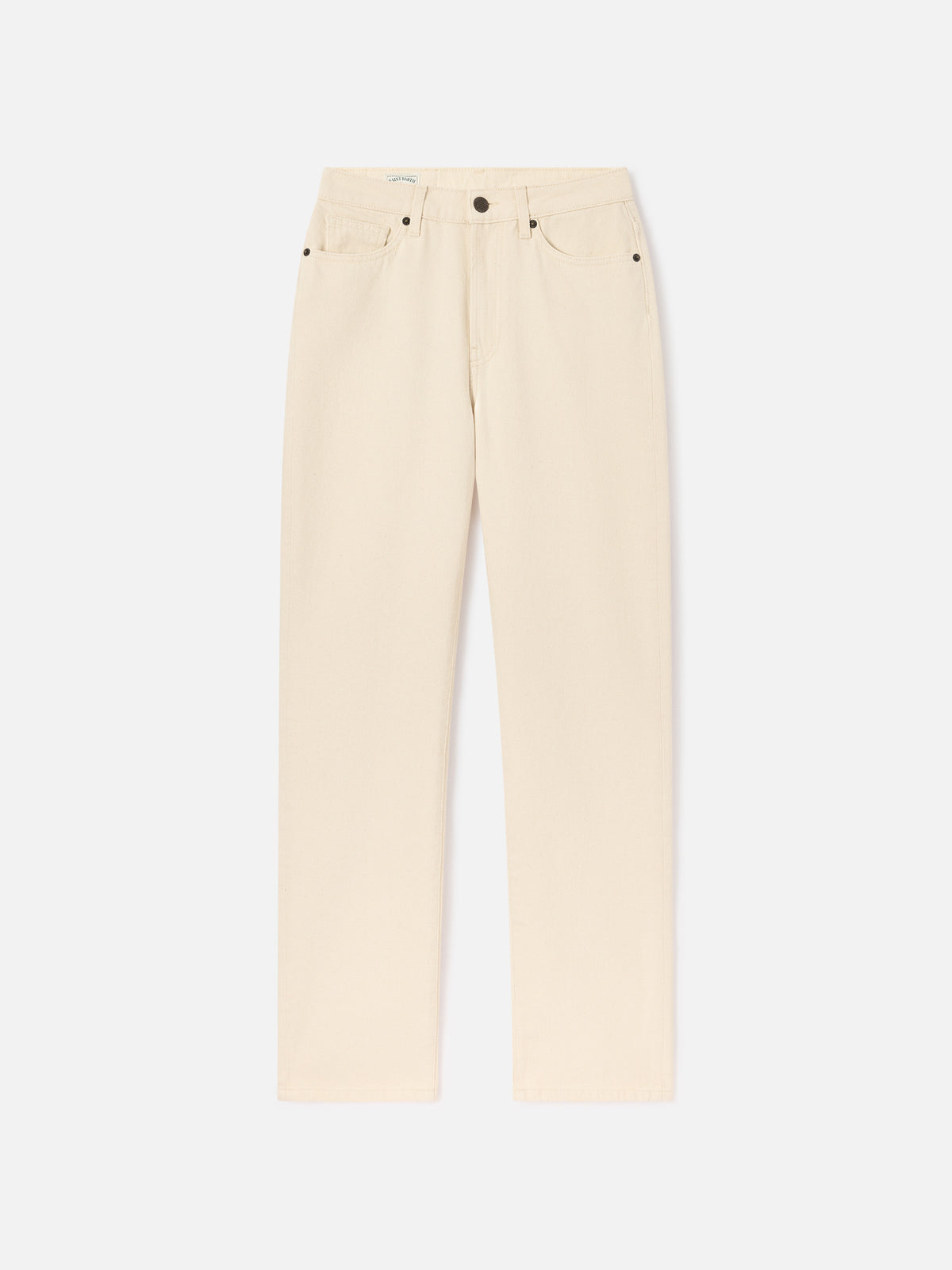 Pantalones June de denim de algodón off white con bordado del logo 