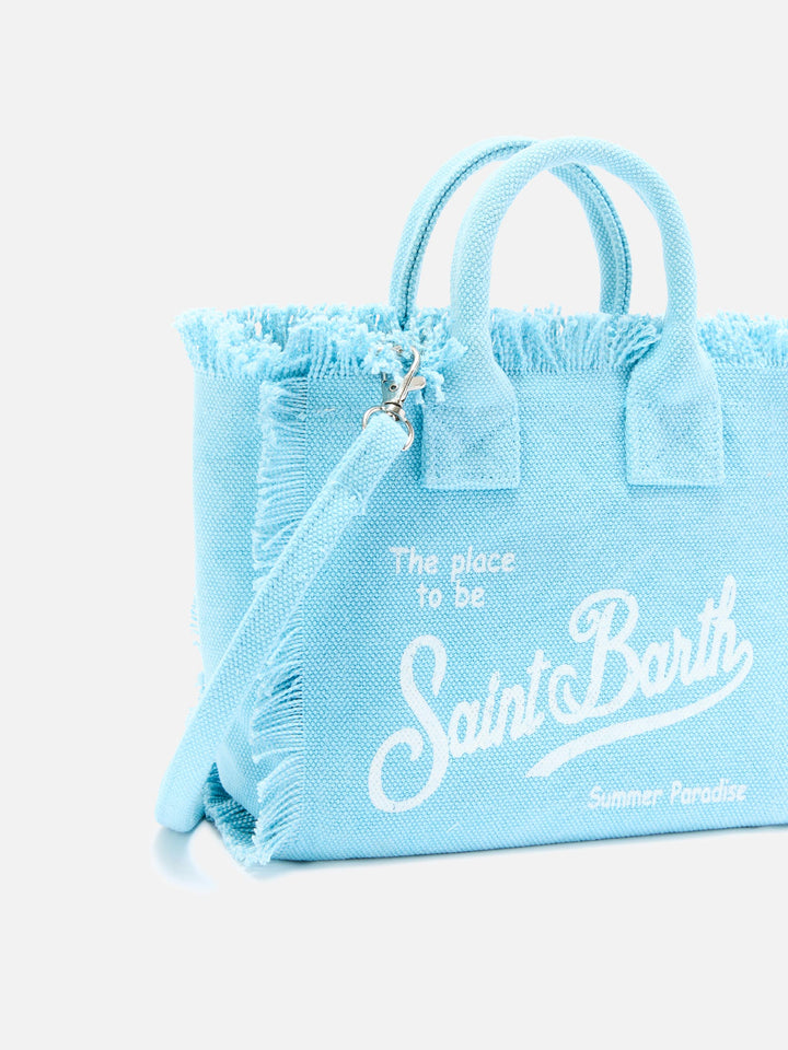Light blue solid color canvas Vanity mini bag