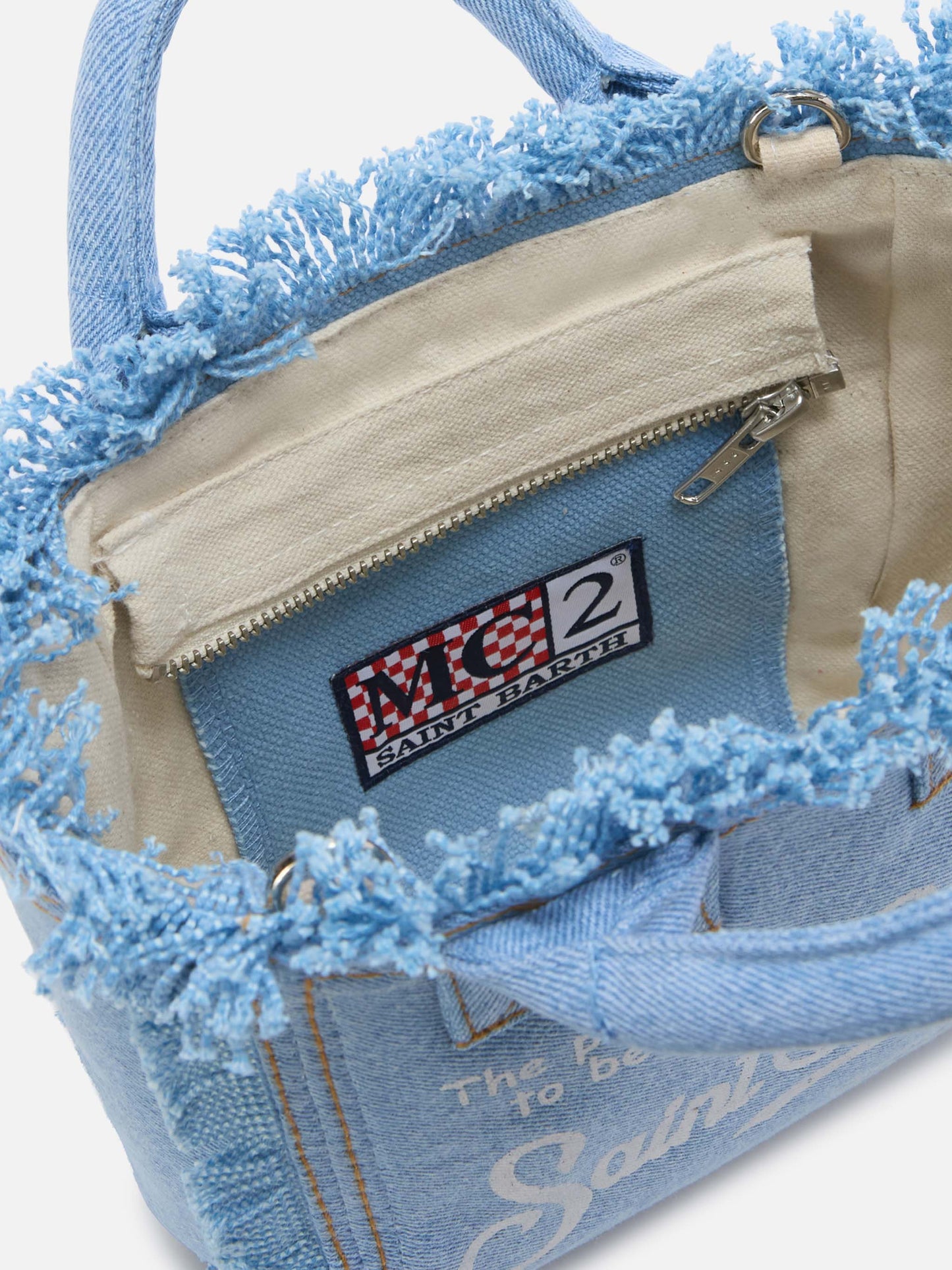 Borsa Vanity mini in denim lavaggio chiaro