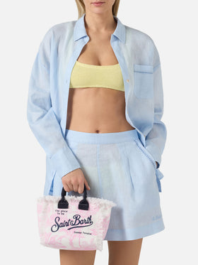 Borsa Vanity mini in canvas con stampa toile de Jouy rosa