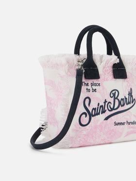 Canvas Vanity mini bag with pink toile de Jouy print