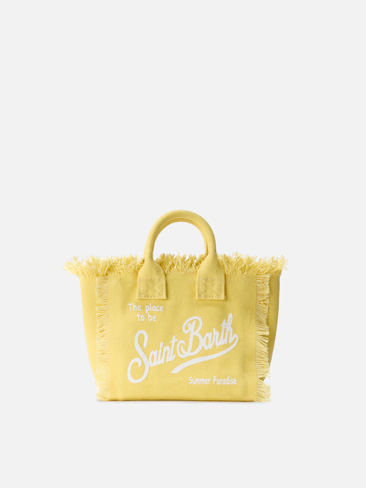 Mini vanity bag en toile unie jaune clair 