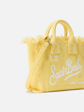 Borsa Vanity mini in canvas giallo chiaro tinta unita