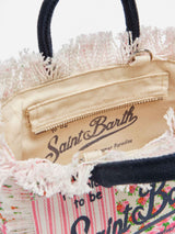 Borsa Mini Vanity in canvas di cotone con stampa patch floreale