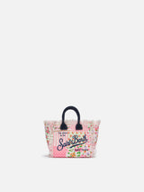 Cotton canvas Mini Vanity bag with flower patch print