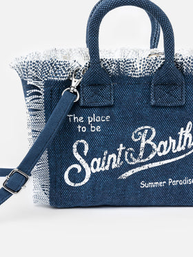 Borsa Mini Vanity in tela di cotone indaco