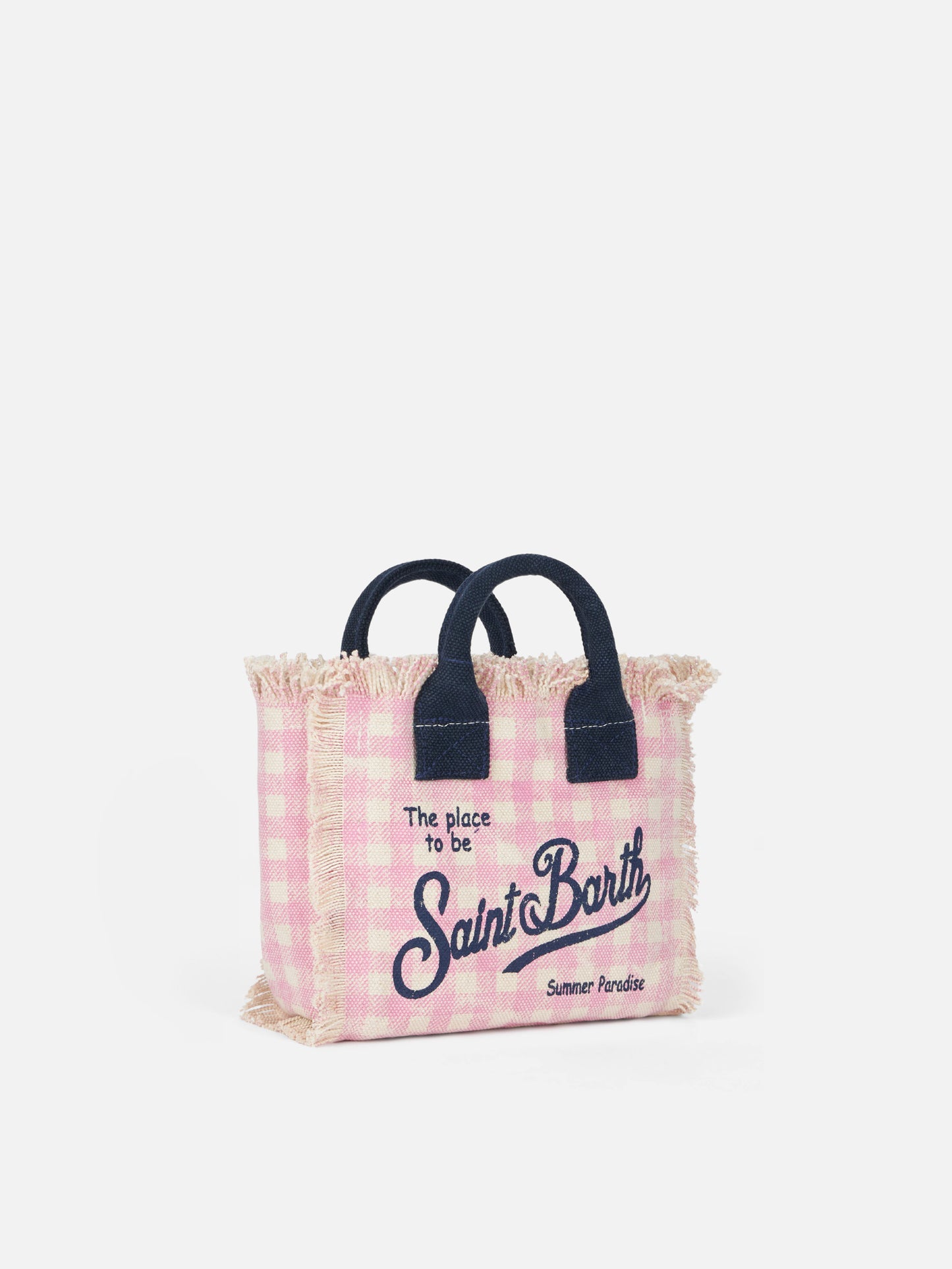 Borsa Mini Vanity in tela di cotone quadretti