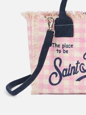 Borsa Mini Vanity in tela di cotone quadretti