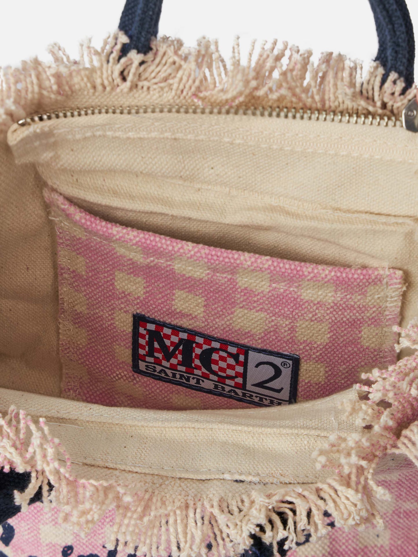 Borsa Mini Vanity in tela di cotone quadretti