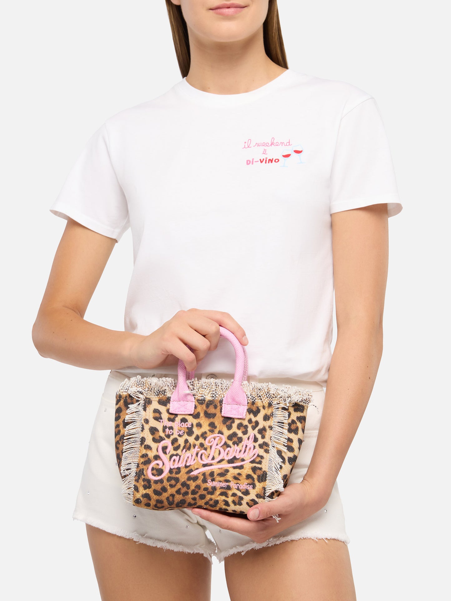Mini-Kosmetiktasche aus Baumwollcanvas mit Animalier-Print