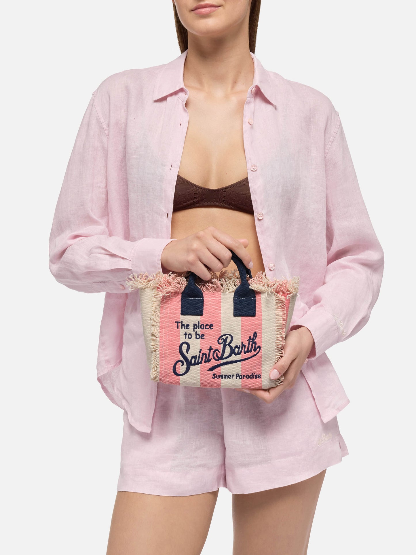 Cotton canvas Mini Vanity bag with striped print - MC2 Saint Barth