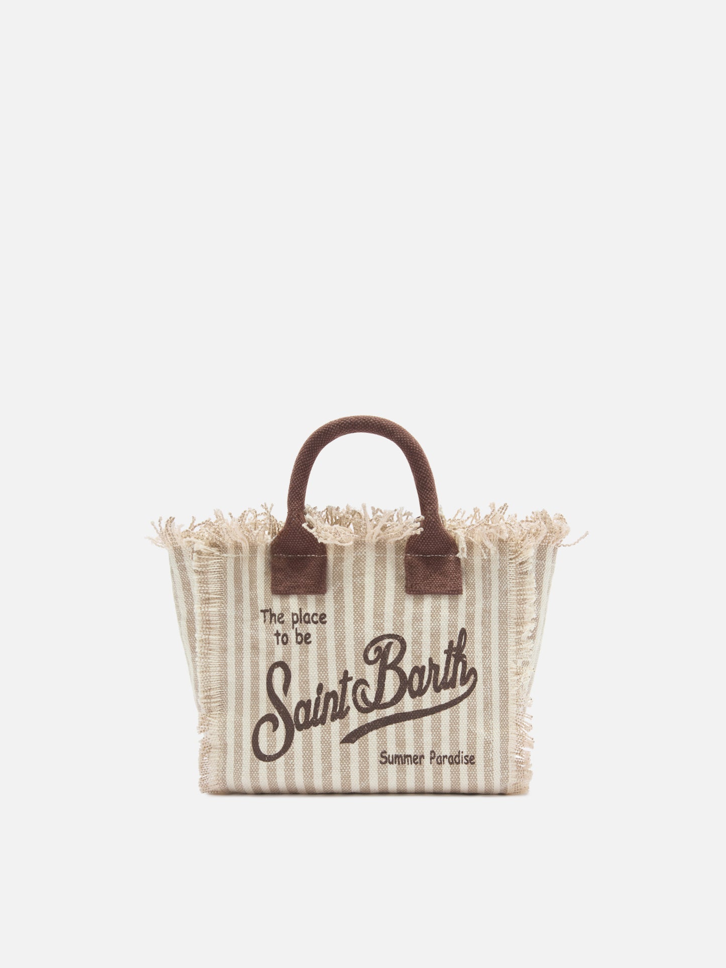 Canvas Vanity mini bag with brown stripes and contrast details
