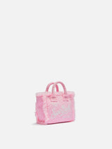 Mini Vanity Sponge Bag con stampa zebrata rosa in rilievo